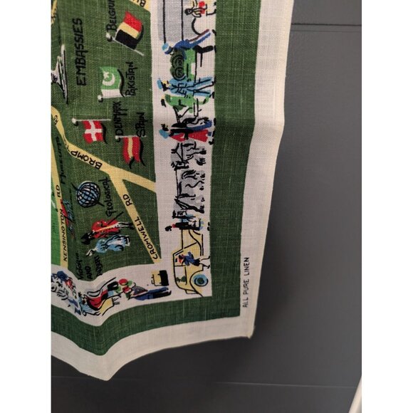Vintage‎ Mid Century Irish Linen Souvenir Tea Towel - Picture Map of London - Picture 4 of 6